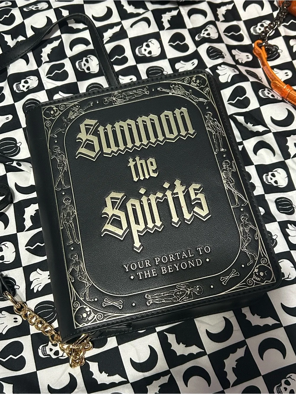 New Goth Halloween Summon the Spirits Black Book Crossbody Bag - Picture 1 of 6
